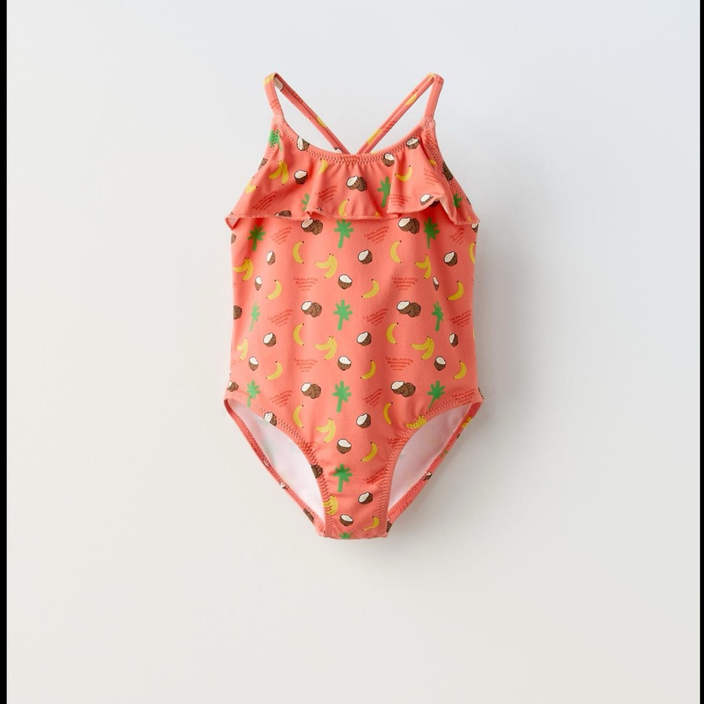 ZARA 2-6 YEARS/ RUFFLED BEACH MOTIF SWIMSUIT.NWT